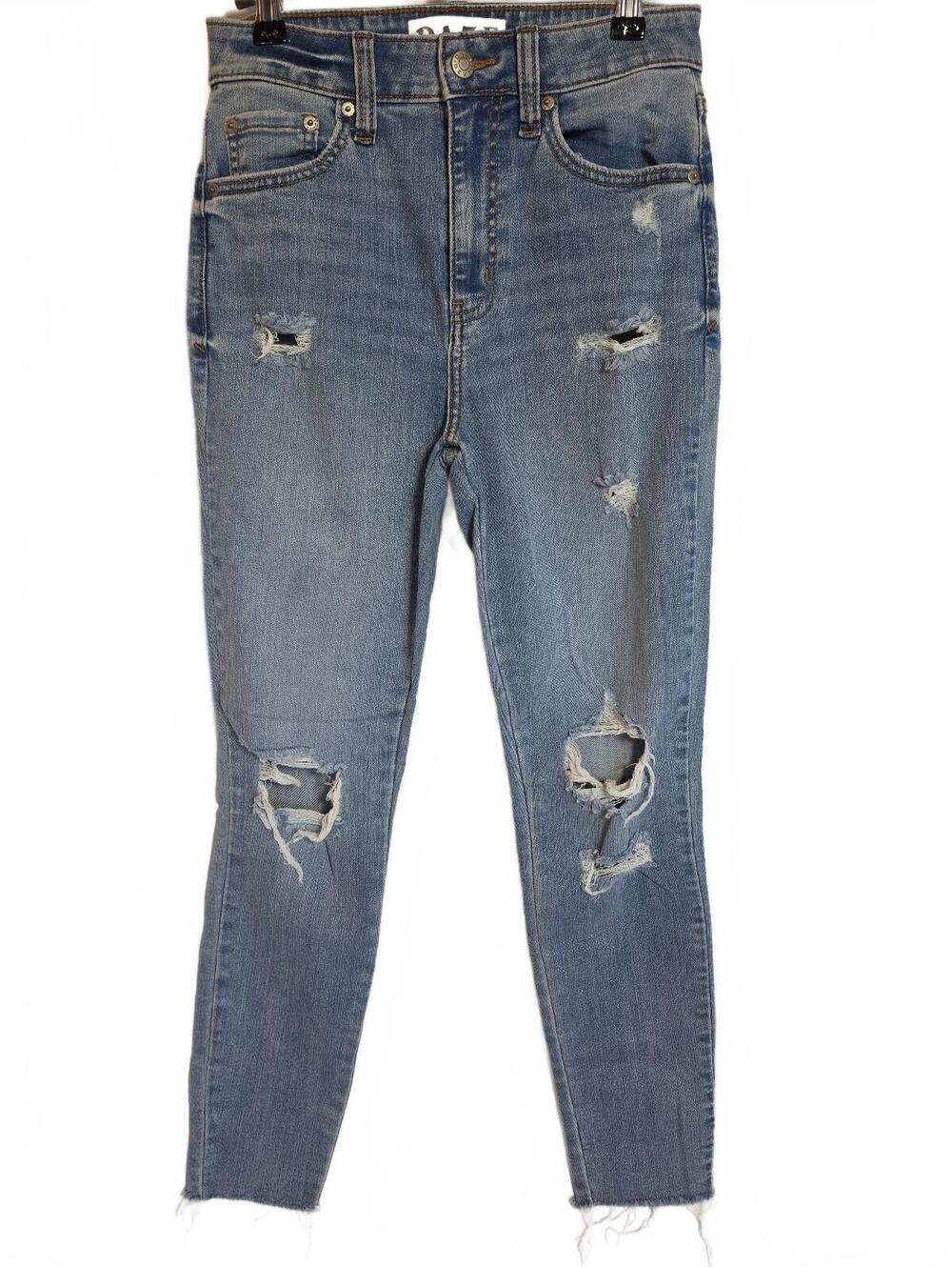 DAZE Distressed High-Waisted Skinny Jeans with Recycled Fabric Blend, Size 26